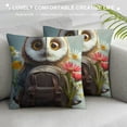thumbnail image 3 of Orinice Owl Flowers Graphic Decorative Cushion Throw Pillow Cover Short Plush Home Decor 1PC 20x20in, 3 of 5