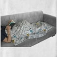 thumbnail image 5 of Floral Soft Flannel Fleece Throw Blanket, Paint Blots and Exotic Leaves Flower Drawings, Cozy Plush for Indoor and Outdoor Use, 60" x 80", White Blue Orange, by Ambesonne, 5 of 5