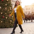 thumbnail image 3 of Agnes Orinda Women's Plus Size Long Cardigan Open Front Velvet Blazer Jackets 2X Gold, 3 of 8