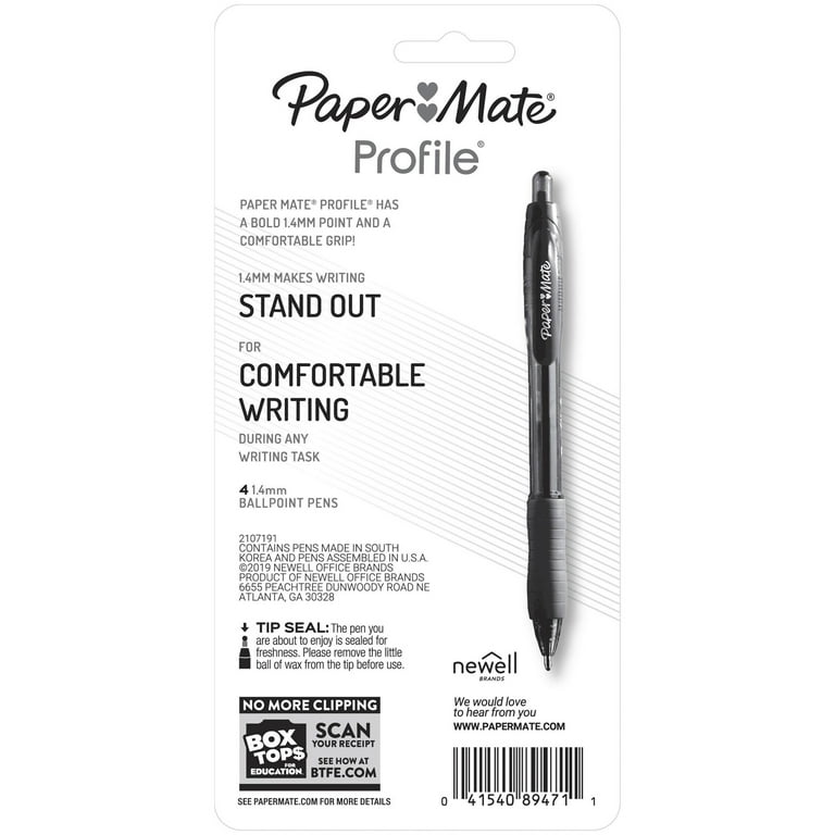 Paper Mate Ballpoint Pen, Profile Retractable Pen, Bold Point (1.4
