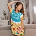 thumbnail image 3 of Balery Hello Summer1 Camisón de manga corta con cuello redondo para mujer, cómodo y elegante., 3 of 6