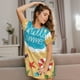 thumbnail image 3 of Fotbe Hello Summer1 Bata de Dormir para Mujer con Estampado, Camisón de Algodón de Manga Corta, Ropa de Dormir Casual, 3 of 6