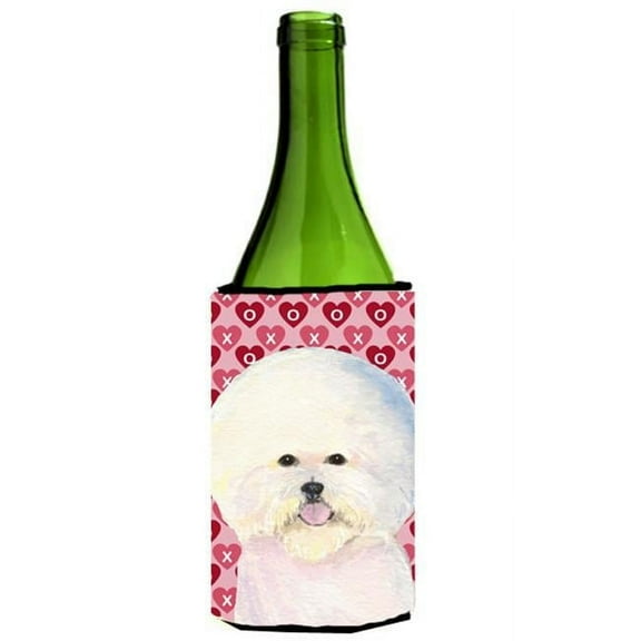 Bichon Frise Hearts Love And Valentines Day Wine bottle sleeve Hugger