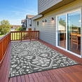 thumbnail image 4 of EastVita 9 x 18 ft(actual size) Plastic Gray White Rectangular Beach Front Porches Patio Picnic RV Camping Garage Flower Persian Area Rug, 4 of 10