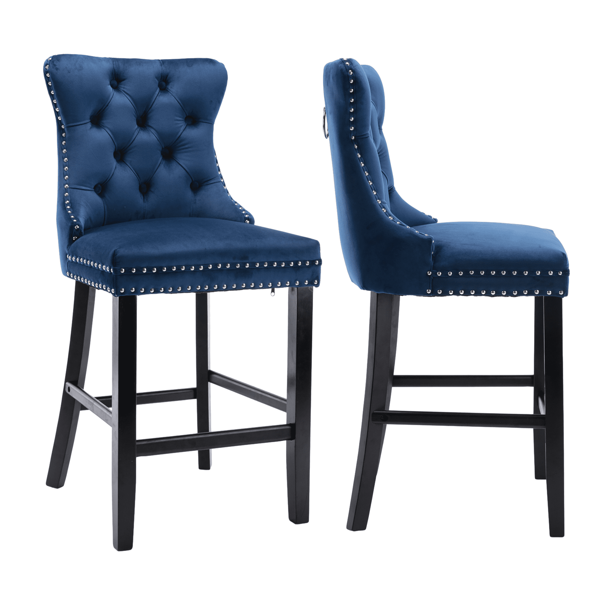 Velvet Counter Height Upholstered Barstools, Bar Stools Seat Height 27