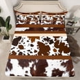thumbnail image 2 of Western Bed Sheets Set King,Brown Cowhide Sheets Cow Print Sheet Set,Animal Hide Spot Patchwork Top Sheet Bull Cattle Wildlife Hair Western Home Decor, 2 of 6