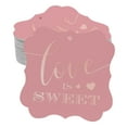 thumbnail image 1 of Inkdotpot Pack Of 100 Real Rose Gold Foil Bracket Shape Paper Tags Love Is Sweet Wedding Favor Hang Tags, 1 of 7