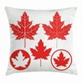 thumbnail image 1 of Leaves Throw Pillow Cushion Cover, Monochrome Canadian Flag Motif with Different Design North American Foliage, Decorative Square Accent Pillow Case, 24 X 24 Inches, Coral and White, by Ambesonne, 1 of 2