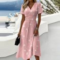 thumbnail image 2 of Summer Dresses for Women Casual Short Sleeve Wrap V Neck Sundress A-Line Beach Vacation Dresses 2026, 2 of 7