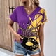 thumbnail image 1 of Fiudx Ofertas Del Día Top Informal de Primavera y Verano de Manga Corta con Cuello En V para Mujer, 1 of 4