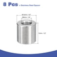 thumbnail image 2 of 8Pcs 304 Stainless Steel Spacer 1/2" OD x 1/4" ID x 1/2" Length(12x6x13mm) Screw Standoff Bushing Plain Finish Unthreaded Round Metal Spacer for M3 Screws Bolts and Rods, Silver, 2 of 6