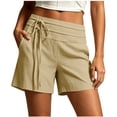 thumbnail image 6 of GERsome Shorts for Women Wide Leg Side Lace-Up Waist Summer Vacation Lounge Shorts with Pockets Beige Size S, 6 of 9