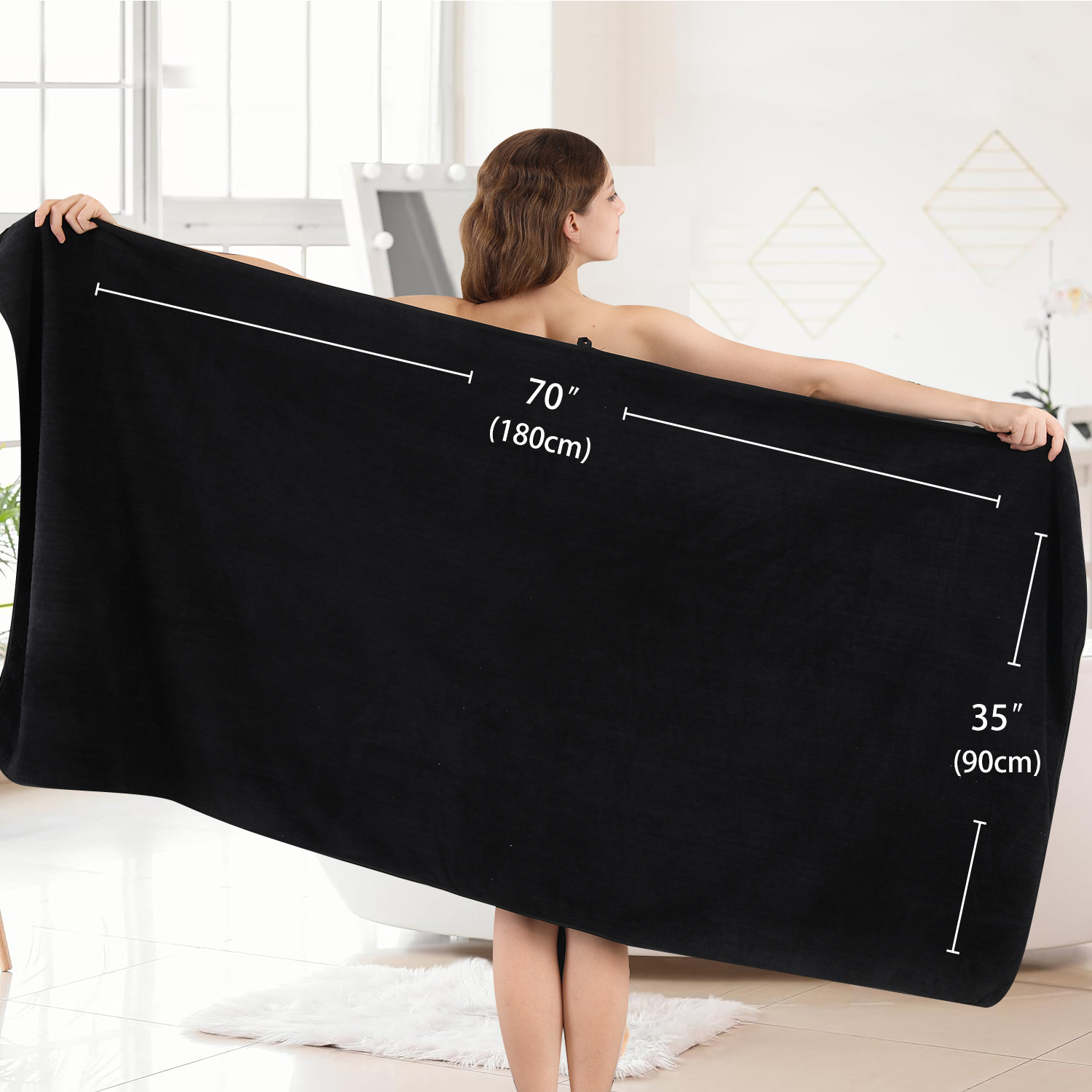 Covina Home 8-Piece Microfiber Bath Towel Set, Black photo 8