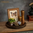 thumbnail image 6 of Hanobe Decorative Candle Plate Holder Trays Coffee Table Decor, Round Wooden Serving Tray Centerpiece for Table 11.8”, 6 of 9