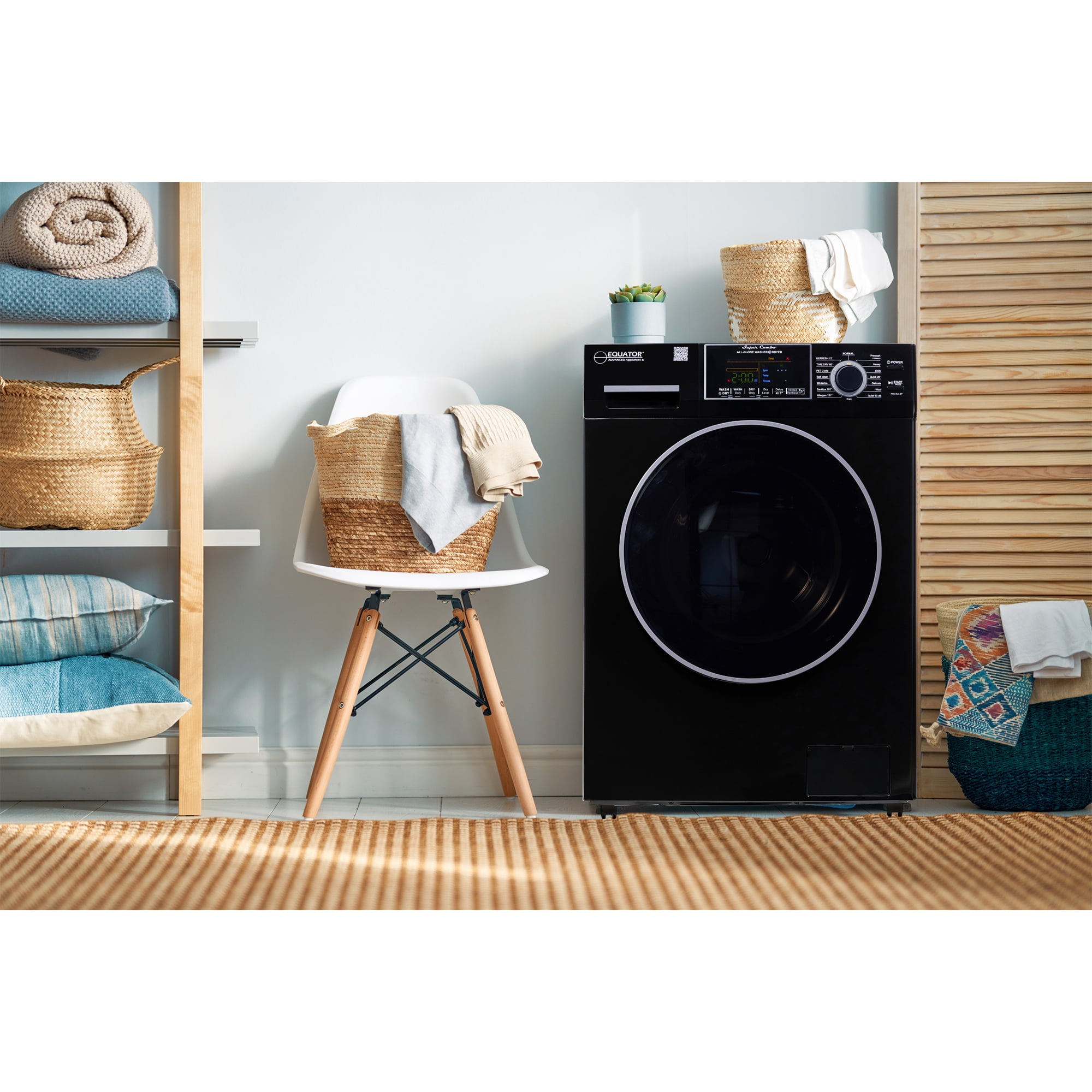 Equator All-in-One Washer Dryer VENTLESS/VENTED PET 1.62cf/15lbs+Portability Kit	Black