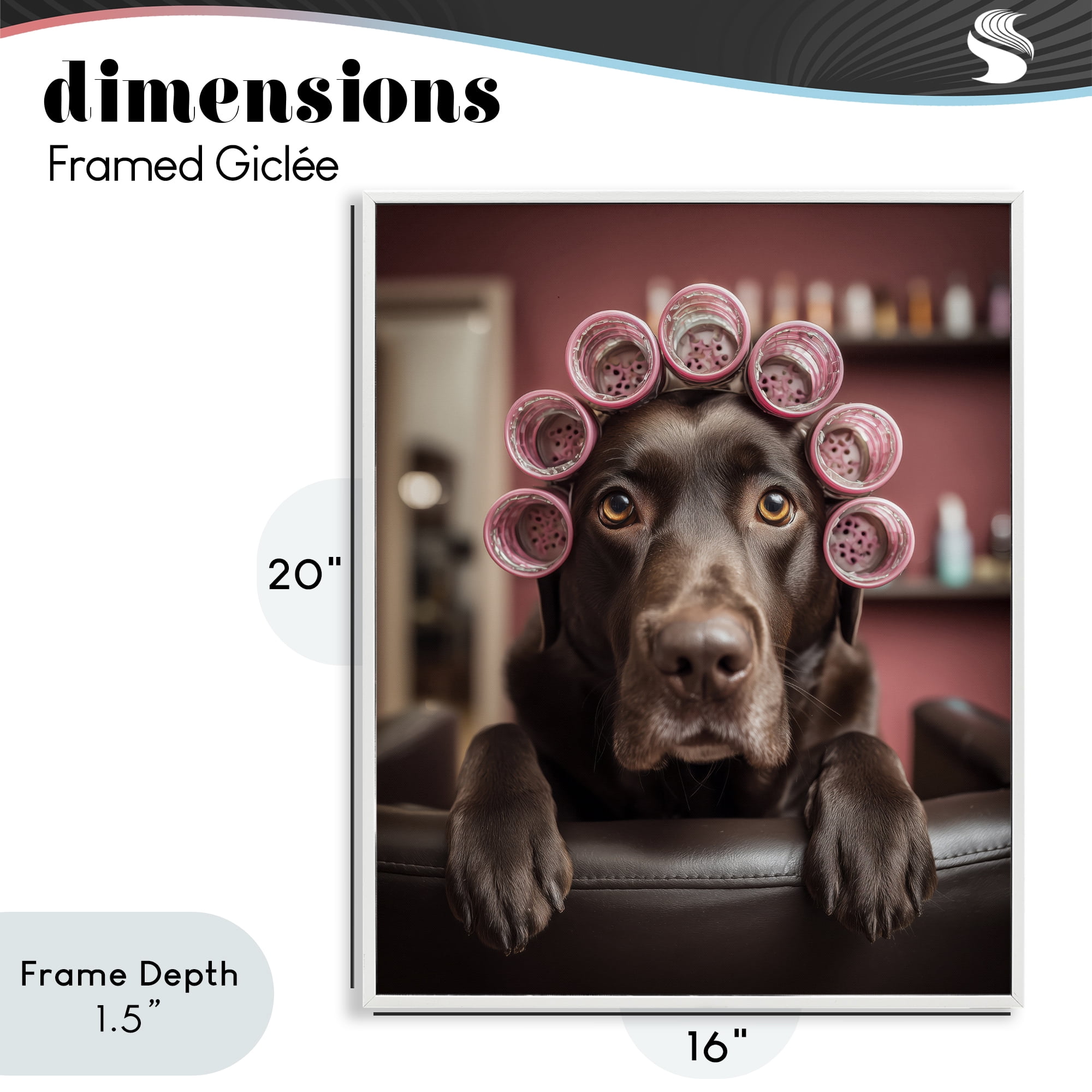 Stupell Industries Dog at Salon with Curlers White Framed Giclee Art, design by Scott Stulberg