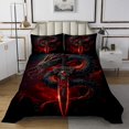 thumbnail image 1 of 3D Fire Dragon Quilt Set Sword Theme Dragon Decor Bedspread Set, Fierce Animal Coverlet Set For Boys Adults Sword Dragon Pattern Bedding Set Twin With 1 Pillowcase, 1 of 5