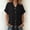 Black, variant on Women'S Ruffled Blouse Cotton Linen Short Sleeve Button Down Gauze Tops with Tie Front,Linen Shirts for Women Beige M(M)