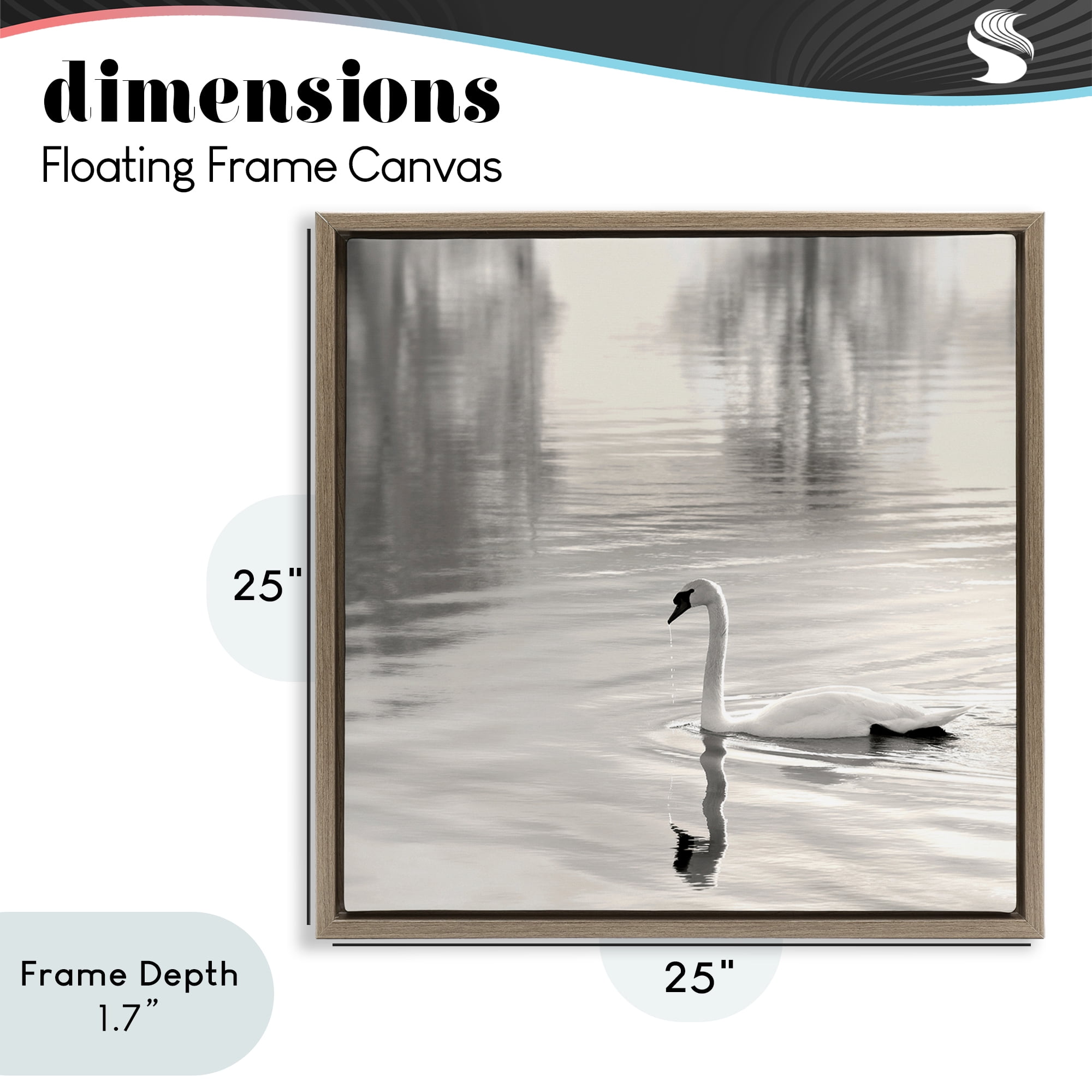 Stupell Industries Morning Sunlit Swan Brown Framed Floater Canvas Wall Art, design by Nicholas Bell