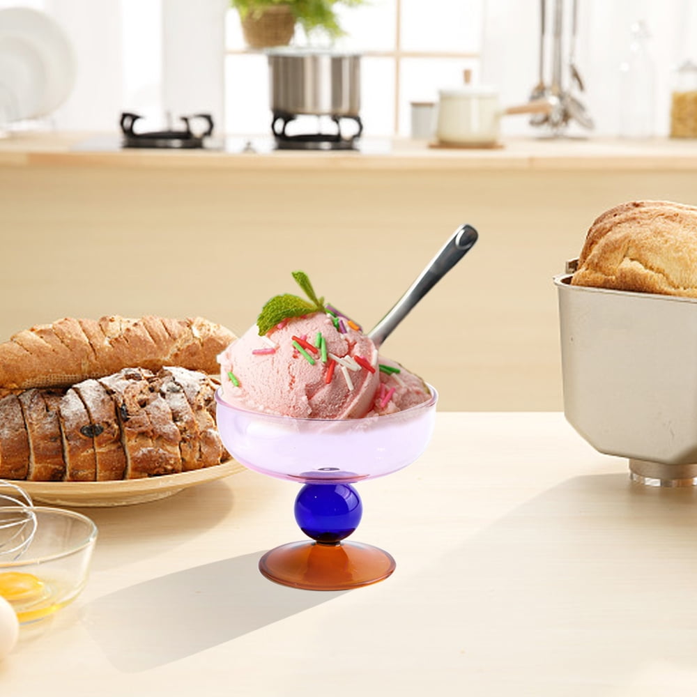 Colored Footed Glass Dessert Bowls Cups with Colorful Crystal Diamond Pattern For Dessert Sundae Ice Cream Smoothie Fruit Salad Wedding Party Walmart