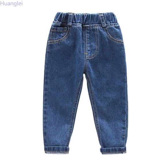 Huanglei Boys Denim Pants For Fall Casual Long Jeans Toddler Kids Youth Everyday Wear Stretchy ,Straight Leg Boys Jeans /Size 3-4 Years(Dark Blue)