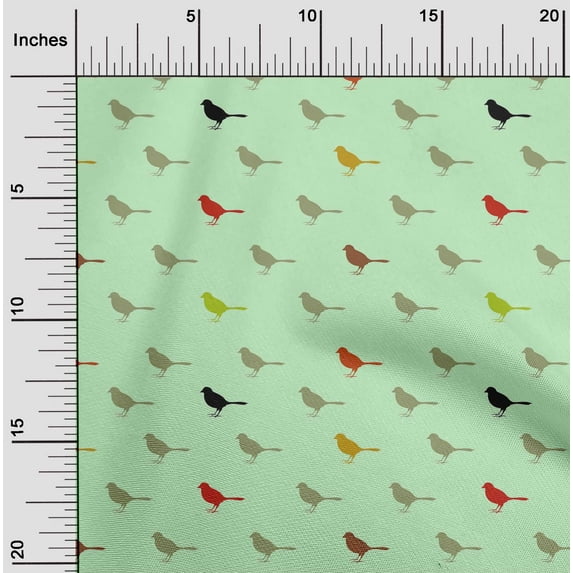 oneOone Georgette Viscose Fabric Artistic Bird Print Fabric by Yard 42 Inch Wide