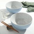 thumbnail image 6 of INFUSE 2 Piece Set of Large 58 oz. Stoneware Ramen Noodle Bowls Pho Soup Dinner, Blue Suns, 6 of 7