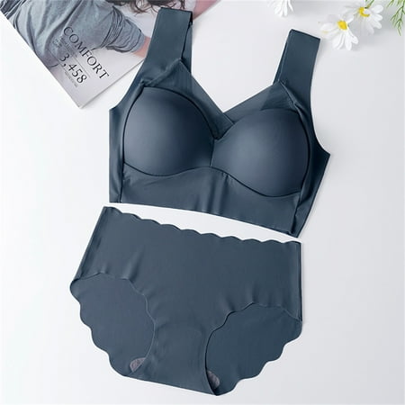 Pavied Push Up Bra Sports Bra Seamless Bras Bra And Panty Sets For Women Lingerie Sets Smooth Comfort Bras And Underwear For Everyday Plus Size Bra Clearance Dark Blue 4XL