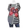 thumbnail image 1 of Black and White Striped Women's Shirt With Red Butterfly Graphic (XL/XXL), 1 of 1