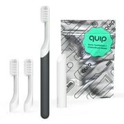 Quip Plastic Battery Brush & 2 Brush Head Refills, Charcoal