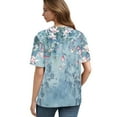 thumbnail image 3 of NAMTYQX Tshirts Shirts for Women Short Sleeve Loose Women Shirts Button V Neck Summer Shirts for Women Cyan Size S, 3 of 4