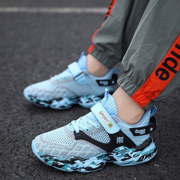 Kids Sneakers Toddler Boy Shoes Colorful Classic Girl Tennis Shoes Hook & Loop Non Athletic Shoes Wide Toe Box School Uniform Hiking Shoes for Daily Running Walking School