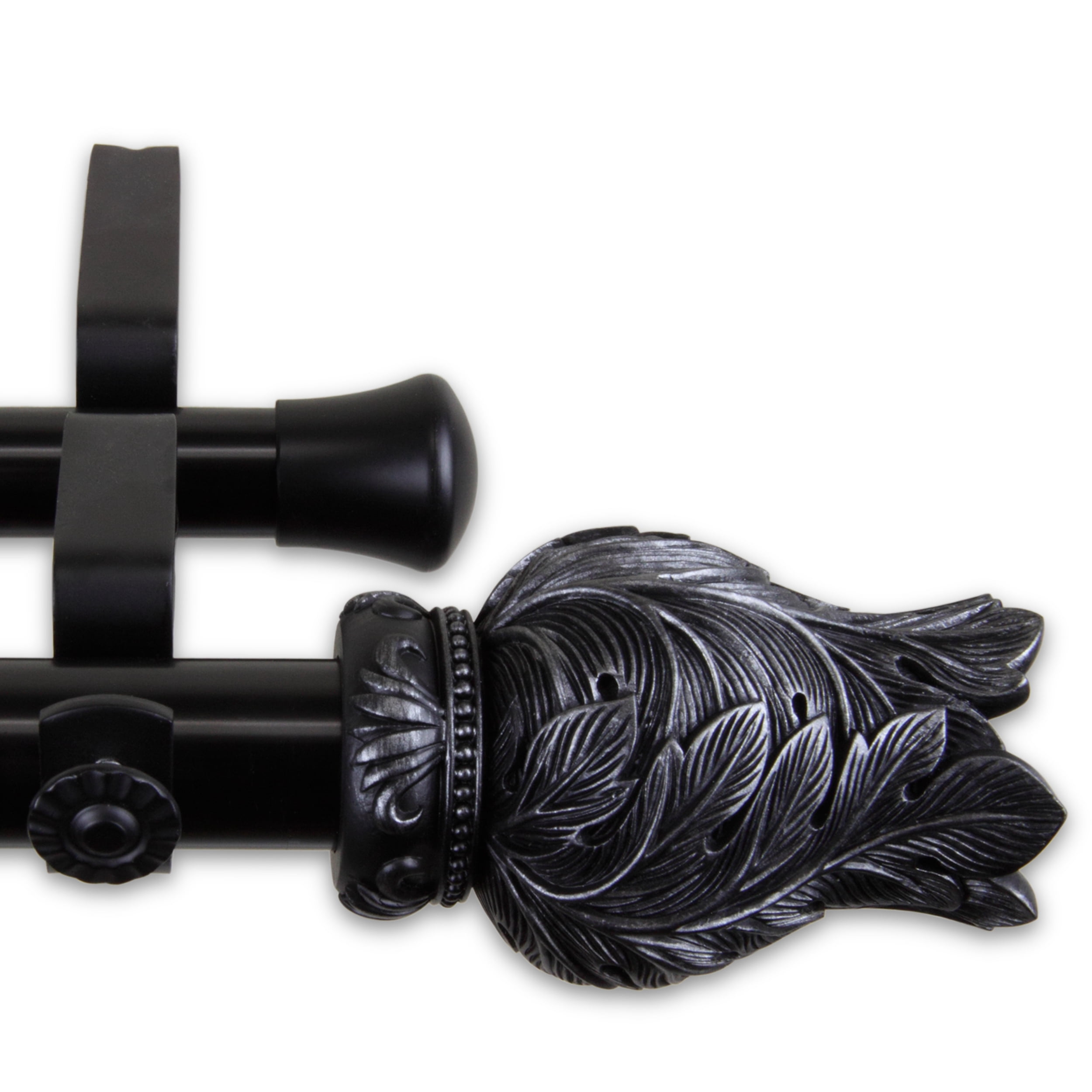 Tulip 1" Double Curtain Rod 160-240 inch - Black