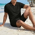 thumbnail image 4 of SOOMLON Mens Beach Outfits Sets Big and Tall Short Sleeve Collared Shirts Drawstring Shorts Lightweight Two Piece Sets, 4 of 8