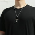 thumbnail image 3 of APSVO Silver Cross Necklaces for Men Boys Stainless Steel Cross Pendant Chain Catholic Religious Christian Birthday First Communion Easter Basket Stuffers Jewelry Gifts Teen Adults Kids Age 20 Inch, 3 of 7