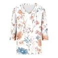 thumbnail image 4 of Womens Summer Tops Floral Printed 3/4 Length Sleeve V Neck Dressy Casual Shirts Loose Fit Work Comfy Going Out Beach Outfits Clothes, 4 of 4