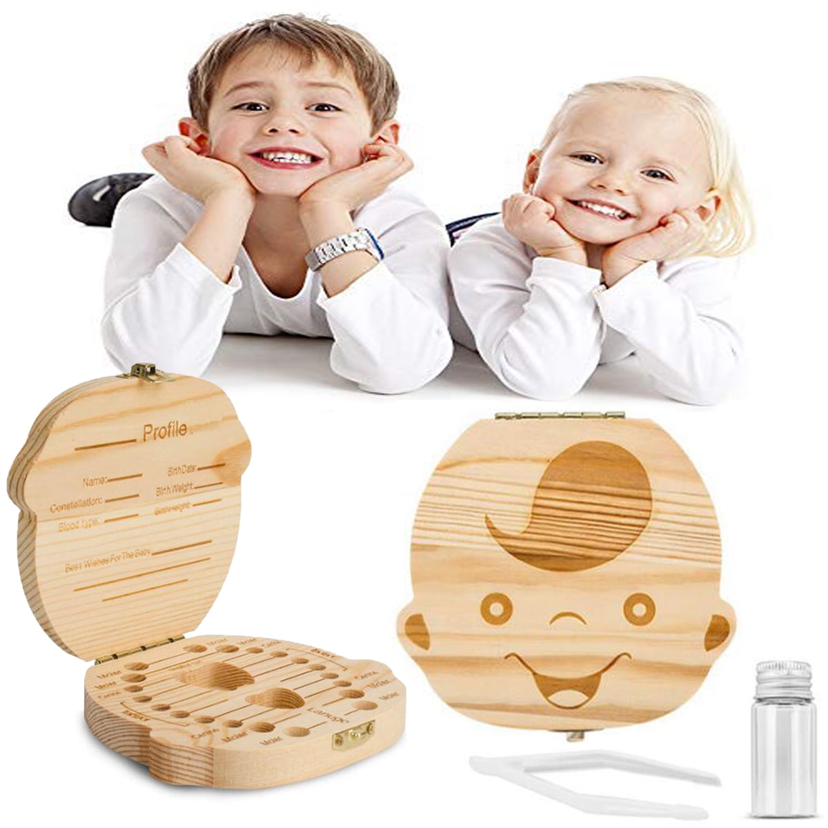 Wooden Baby Child Tooth Storage Box Baby Teeth Lanugo Umbilical Cord