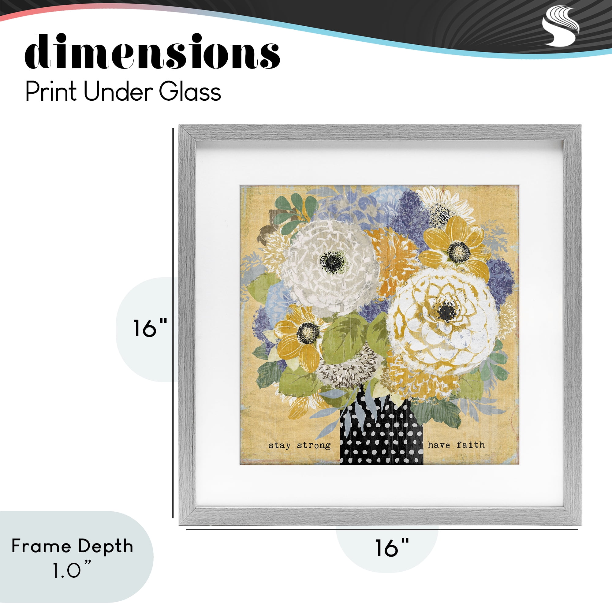 Stupell Industries Stay Strong Have Faith Gray Framed Print Under Glass, design by Suzanne Nicoll