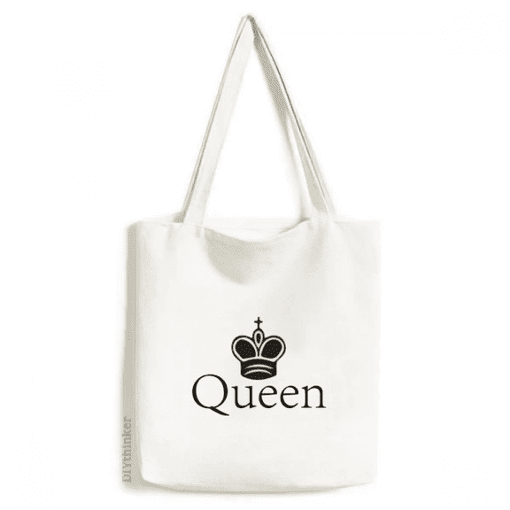 King Black Word Chess Game Tote Canvas Bag Shopping Satchel Casual Handbag