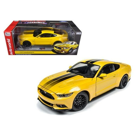 Henry Ford Model Car 2016 ford mustang gt 5.0 yellow limited edition to 1002pcs 1/18 diecast model car by autoworld ()