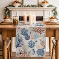thumbnail image 2 of Table Runner 72 Inches Long for Kitchen Dining, Blue Coastal Dresser Scarf Farmhouse, Dining Table Decorations for Wedding/Parties, Summer Beach Coral Shell Starfish Vintage 14 x 72 In, 2 of 8