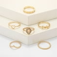 thumbnail image 2 of Juego de 6 anillos vintage con letras, anillo con corazón, anillo con pieza de corazón, anillos populares con gota, 2 of 5