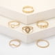 thumbnail image 2 of Juego de 6 anillos vintage con letras, anillo con corazón, anillo con pieza de corazón, anillos populares con gota, 2 of 5