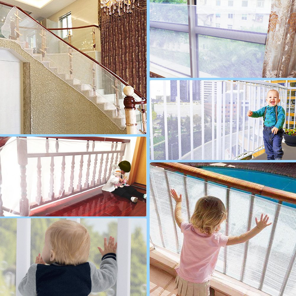 Rail Net,SHZONS Outdoor Balcony & Stairway Deck Railing Safety Net Pearl Color Banister Stair Net Child Safety Pet Safety Toy Safety Stairs Protector 