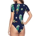 thumbnail image 4 of Easygdp Astronaut Dinosaur and Space Women's One-Piece Swimsuit Slim Fit Crew Neck Bodysuit Athletic Swimwear with Concealed Buckle - XX-Large, 4 of 9