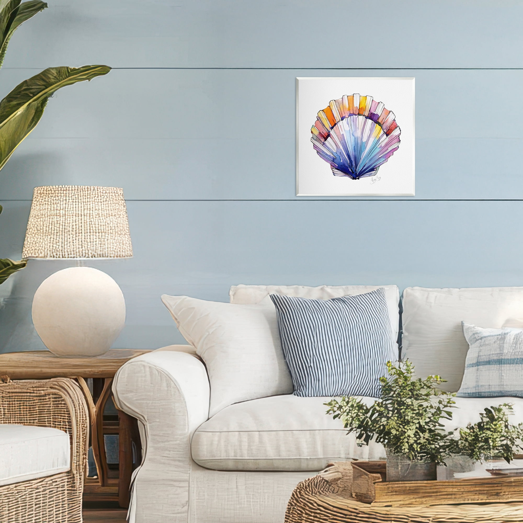Stupell Industries Coastal Scallop Watercolor Wall Plaque Art, design by Shelly Craig