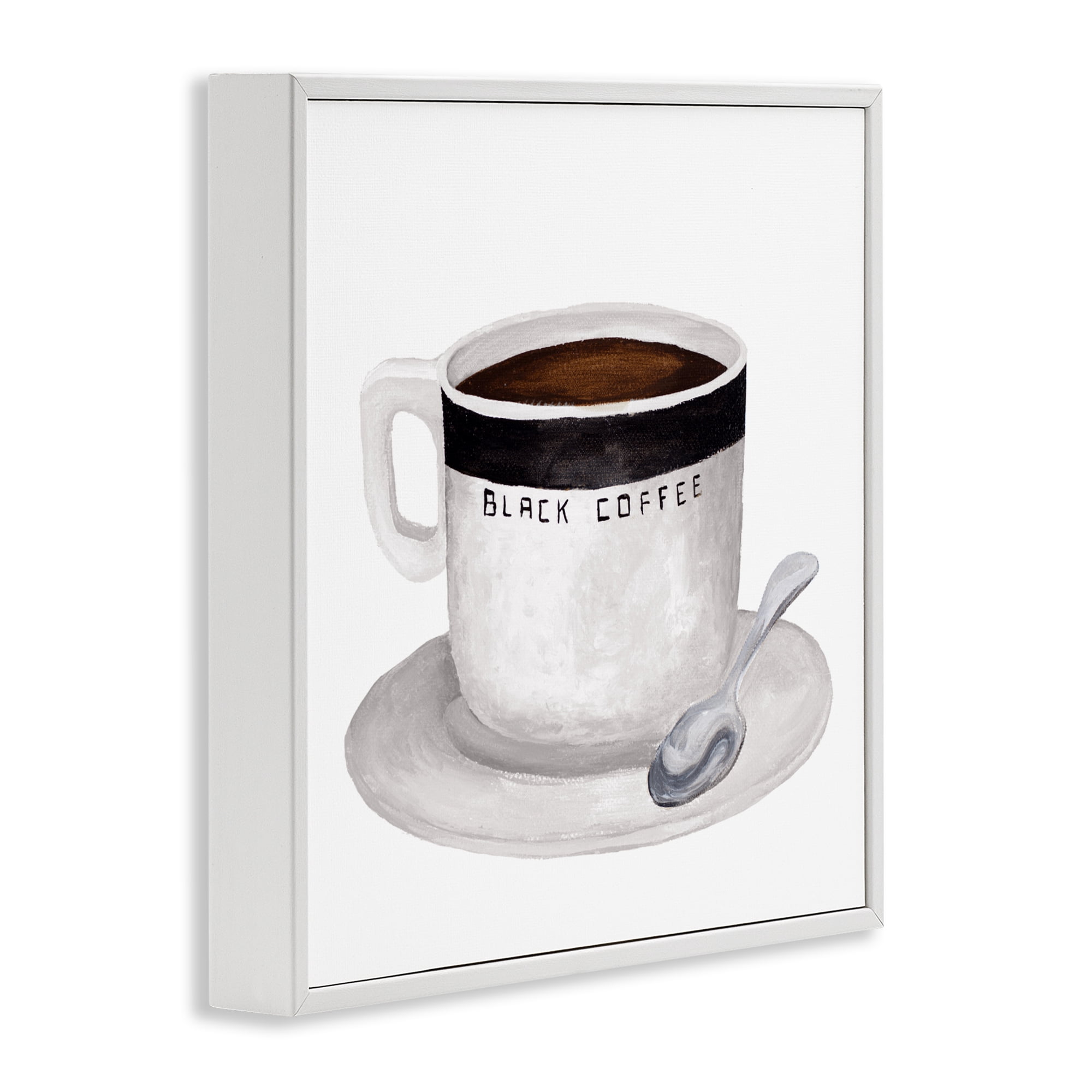 Stupell Industries Black Coffee Mug White Framed Giclee Art, design by Elizabeth Medley