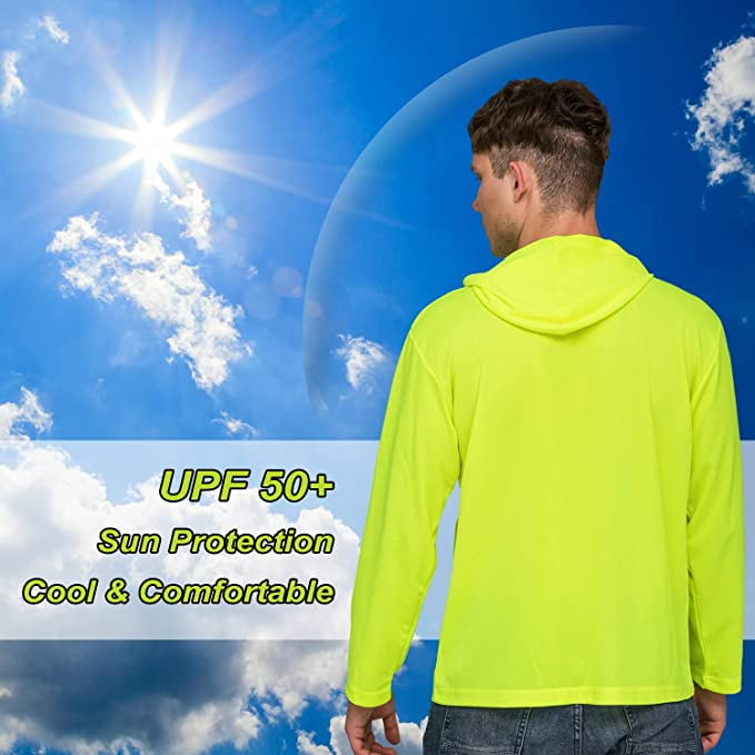 Men's Sun Protection Hoodie Long Sleeve Sun Shirt | Bassdash Fishing Black/Yellow Logo / L