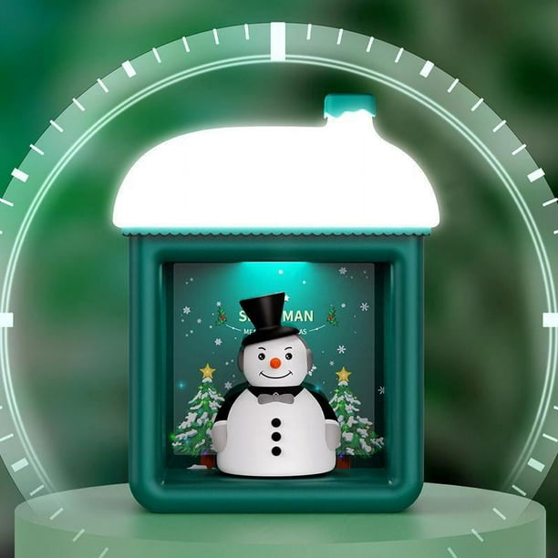 Luz de noche de casa de nieve, cabaña de muñeco de nieve de invierno, lámpara de decoración navideña, lámparas de noche para dormitorio, luz blanca cálida regulable recargable, luces de noche navideñ