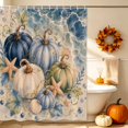 thumbnail image 3 of Thanksgiving Coastal Shower Curtain, Waterproof Shower Curtains for Bathroom, Fall Ocean Nautical Pumpkin Starfish Washable Fabric Bathtub Curtain Set Bath Decor with 12 Hooks 48"x72", 3 of 8